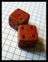 Dice : Dice - 6D - Red Slightly Larger Wood Dice With Black Painted Pips